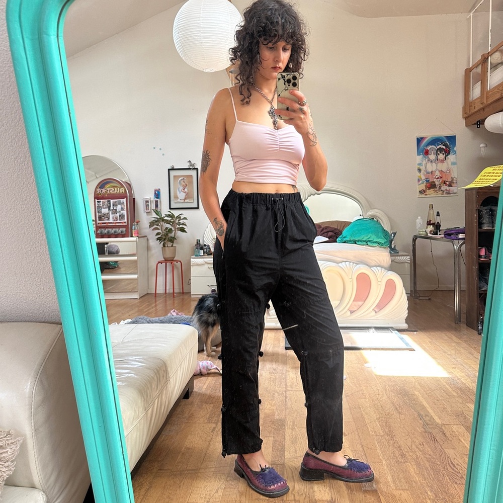 Black Rave Pants with cords
